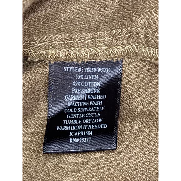 NWT Linen Cotton Sanctuary Sleeveless Army Green Drawstring Vest with Pockets - Picture 8 of 8